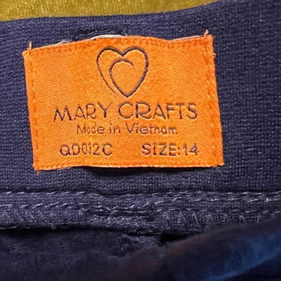 NAVY CROP STRETCH PANTS - Picture 2 of 2